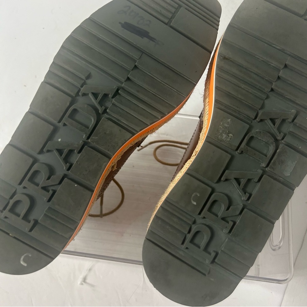 NEW PRADA Brogue Leather Creeper Espadrille Derby Oxford Platform Shoes 6.5 US - Picture 9 of 9